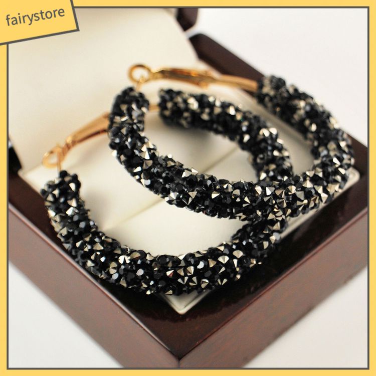 Đôi Bông Tai Khoen Tròn Đính Đá Thời Trang Cho Nữ