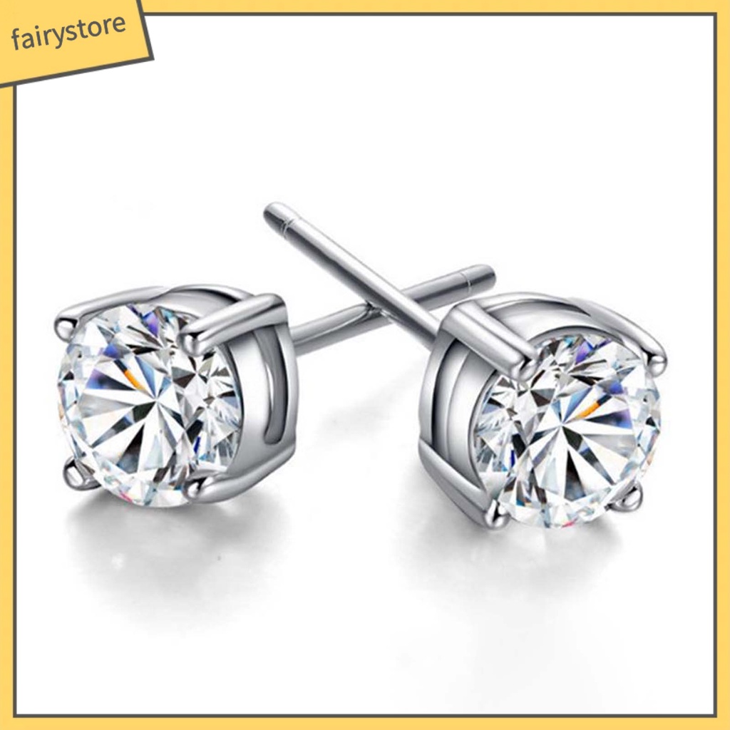 1 Đôi Bông Tai Hình Học Đính Đá Phong Cách Hàn Quốc Thời Trang