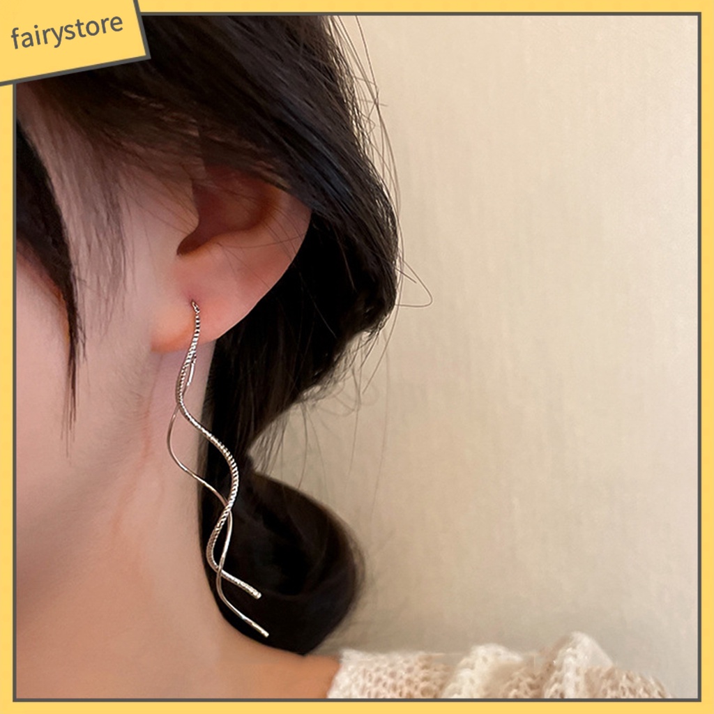 1 Đôi Bông Tai Dáng Dài Chống Rơi Thời Trang Cho Nữ