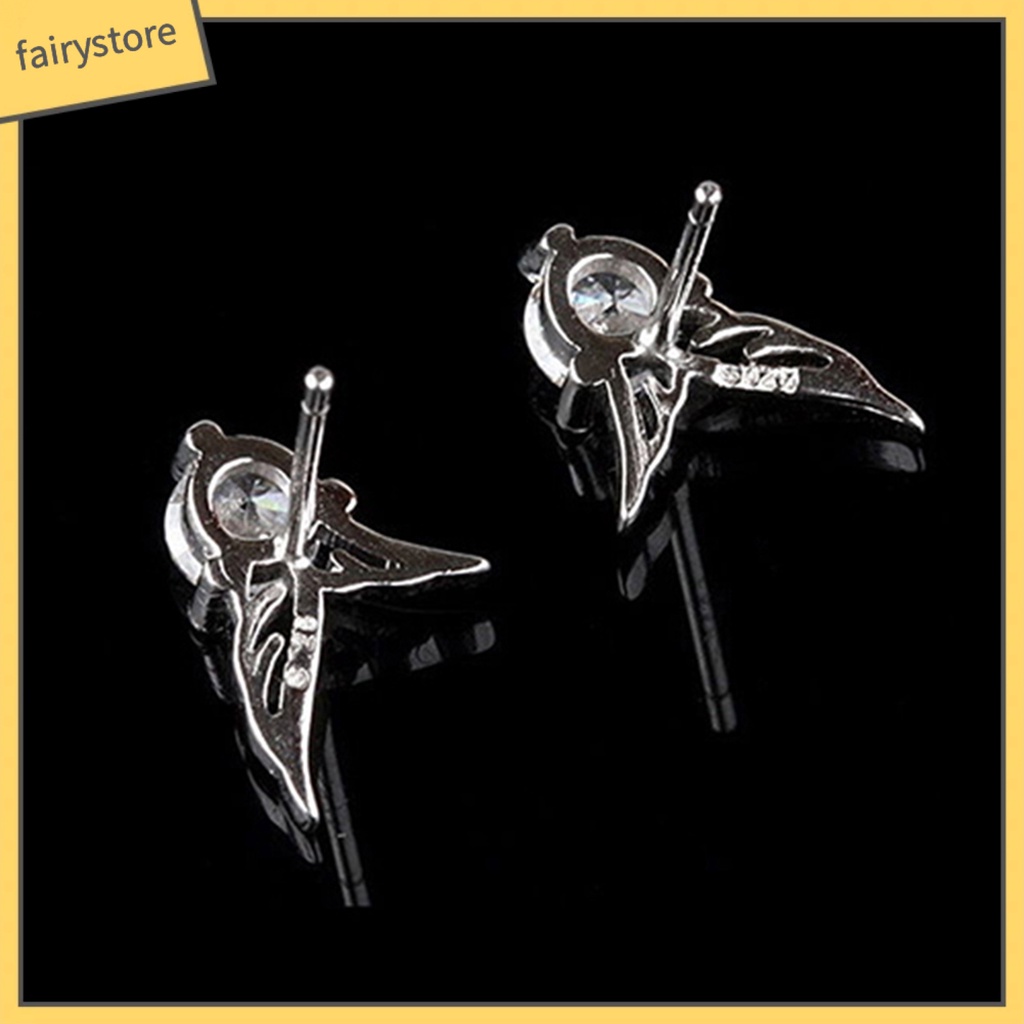 Bông Tai Mạ Bạc Hình Đôi Cánh Đính Đá Thời Trang Dành Cho Nữ