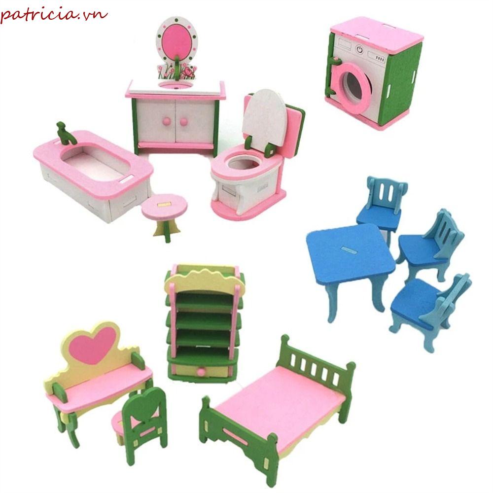 Đồ Nội Thất Phòng Tắm Bằng Gỗ Tỉ Lệ 1: 12 Trang Trí Nhà Búp Bê