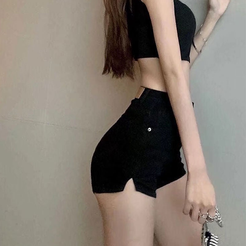 Quần Short denim Dáng Chữ a Lưng Cao Xẻ Tà Phong Cách Mới Cho Nữ