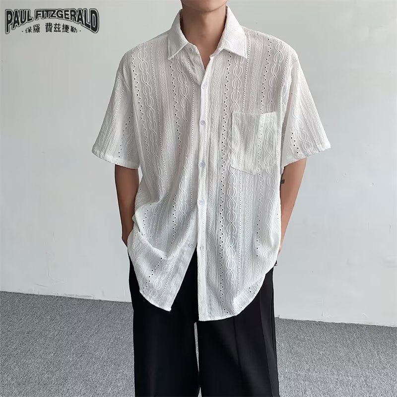 Áo Sơ Mi Nam Tay Ngắn Phong Cách retro Hong Kong
