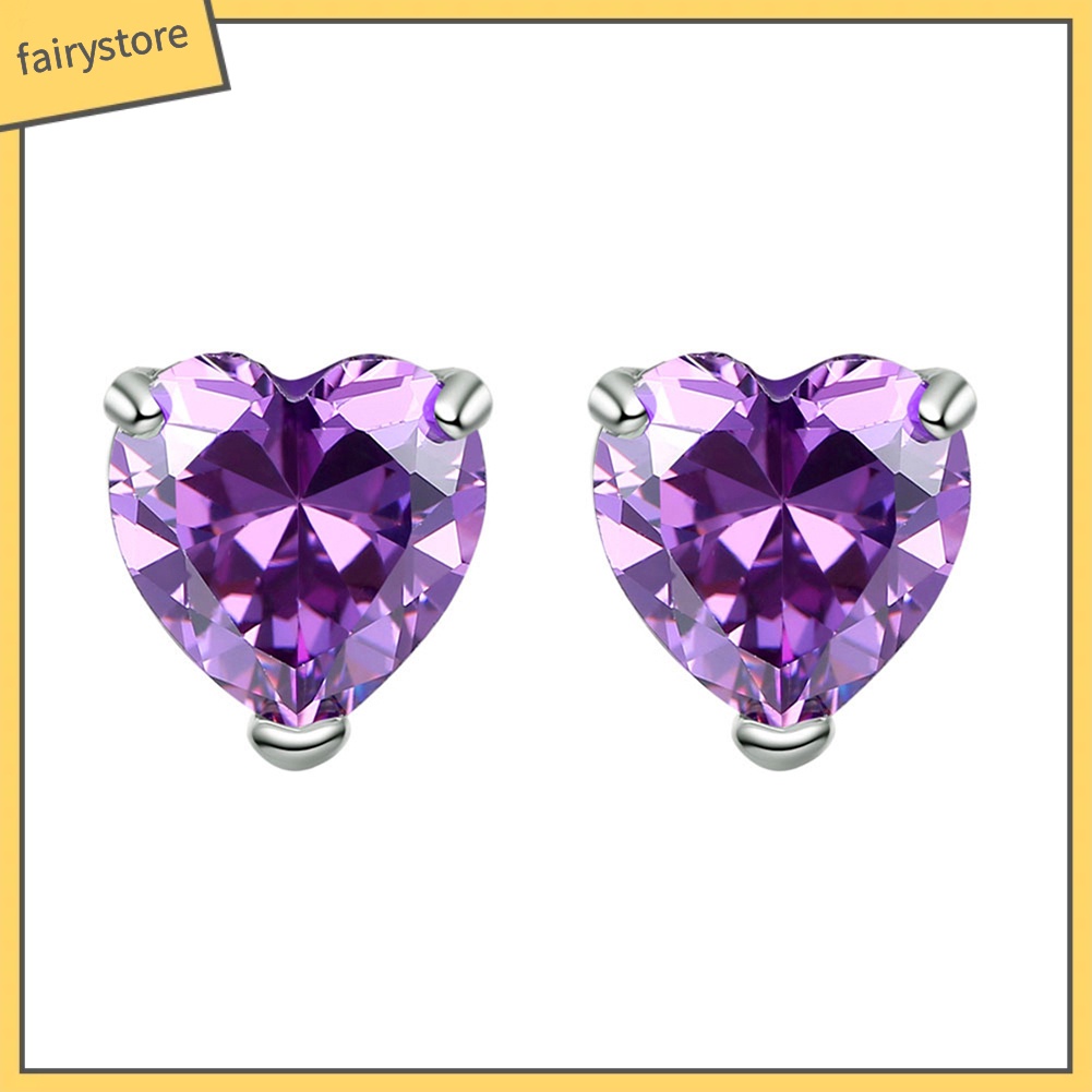 Khuyên Tai Hình Trái Tim Đính Đá Zircon Thời Trang Cho Nữ