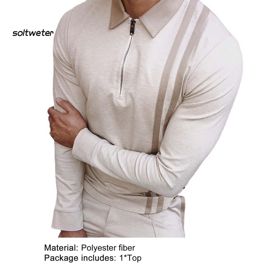 Áo Sơ Mi Tay Dài Cổ Bẻ In Họa Tiết Kẻ Sọc Có Khóa Kéo Thời Trang Đường Phố Mùa Thu Cho Nam