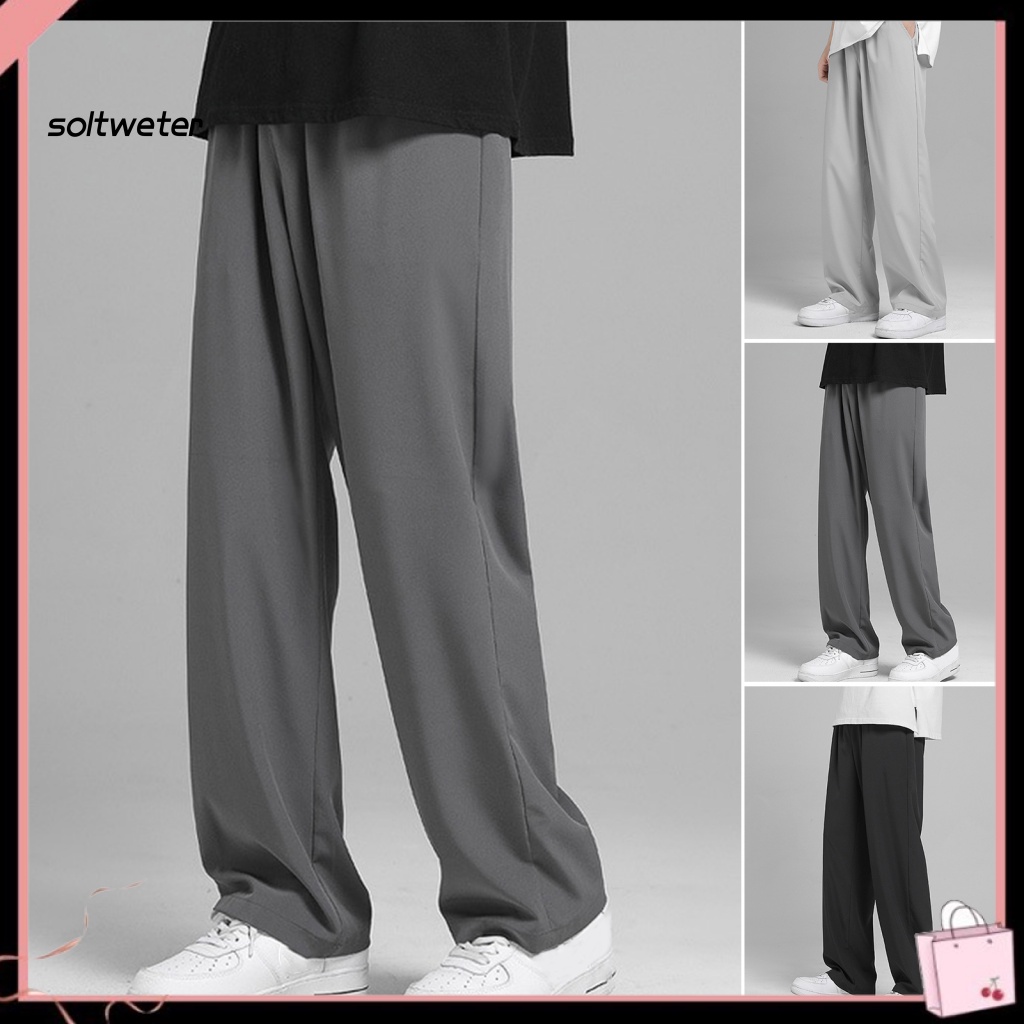 Quần Dài Lưng Cao Ống Rộng Màu Sắc Đơn Giản Thời Trang Mùa Hè Cho Nam