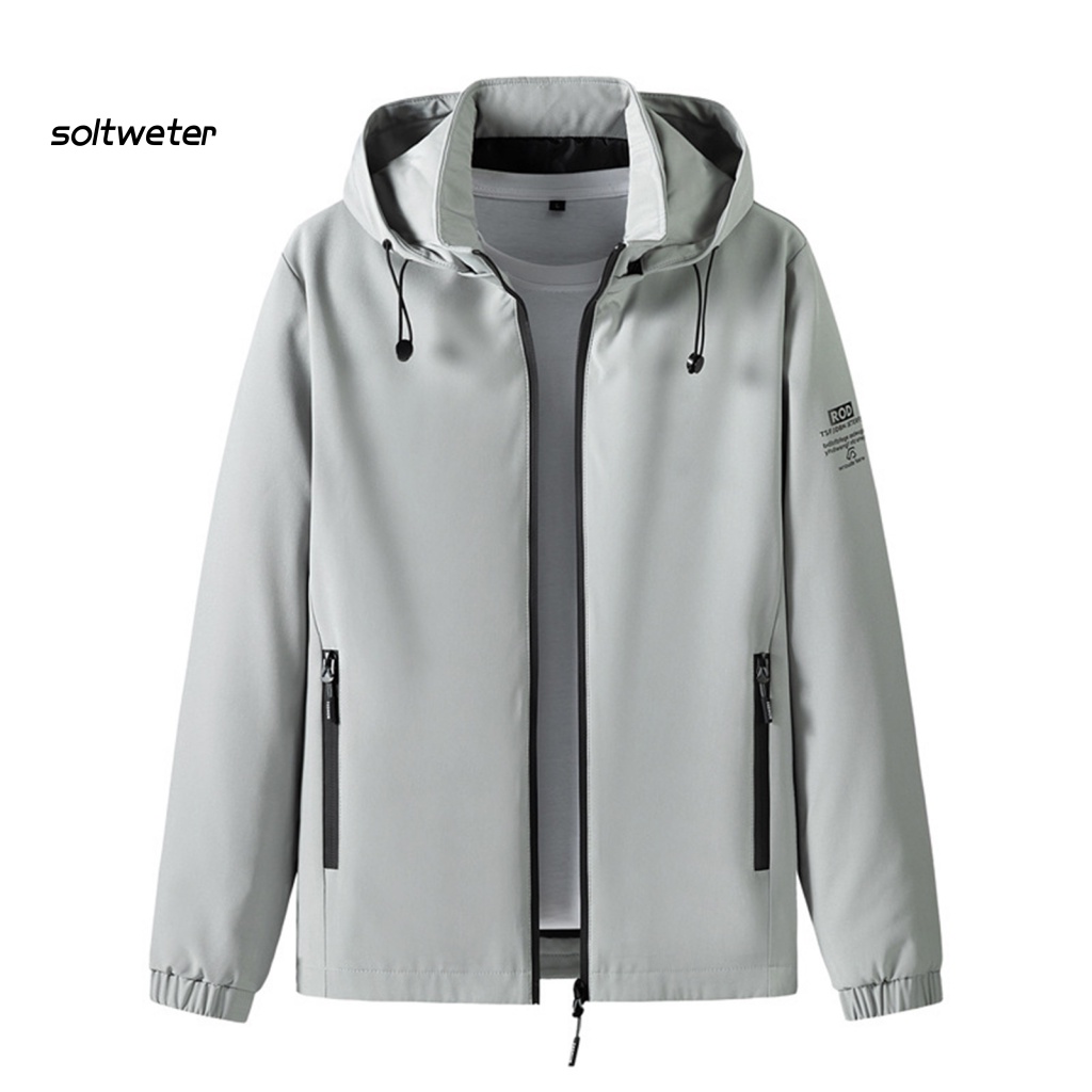 Áo Khoác Màu Trơn Tay Dài Có Nón Tháo Rời Được Và Khóa Kéo Thời Trang Xuân Thu Cho Nam