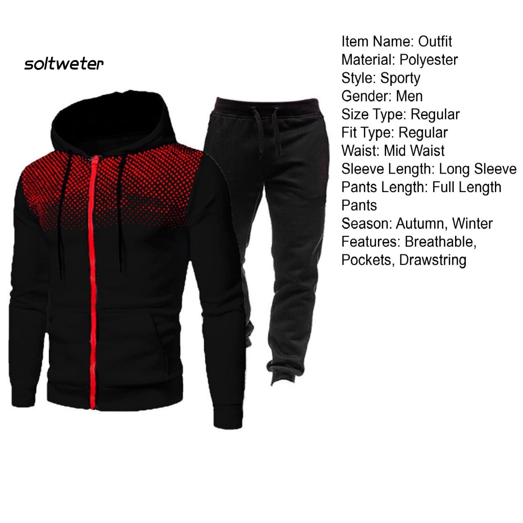 1 Bộ Áo Hoodie + Quần Thể Thao Có Túi + Dây Rút In Họa Tiết Thời Trang Cho Nam