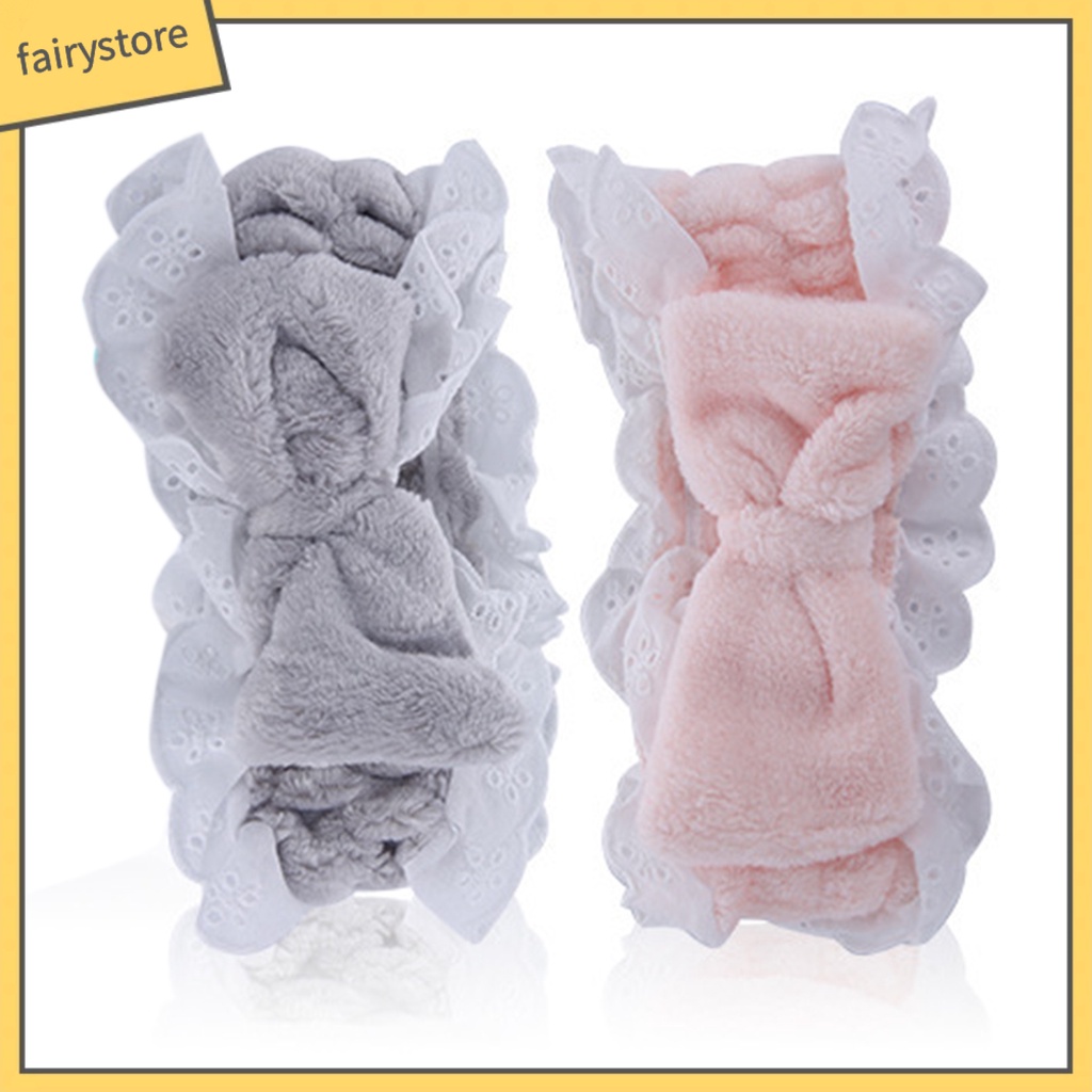 [FRO] Băng Đô Thắt Nơ Bằng Lông Cừu San Hô Dày Co Giãn Mềm Mại Chống Dầu Trang Trí Dành Cho Nữ