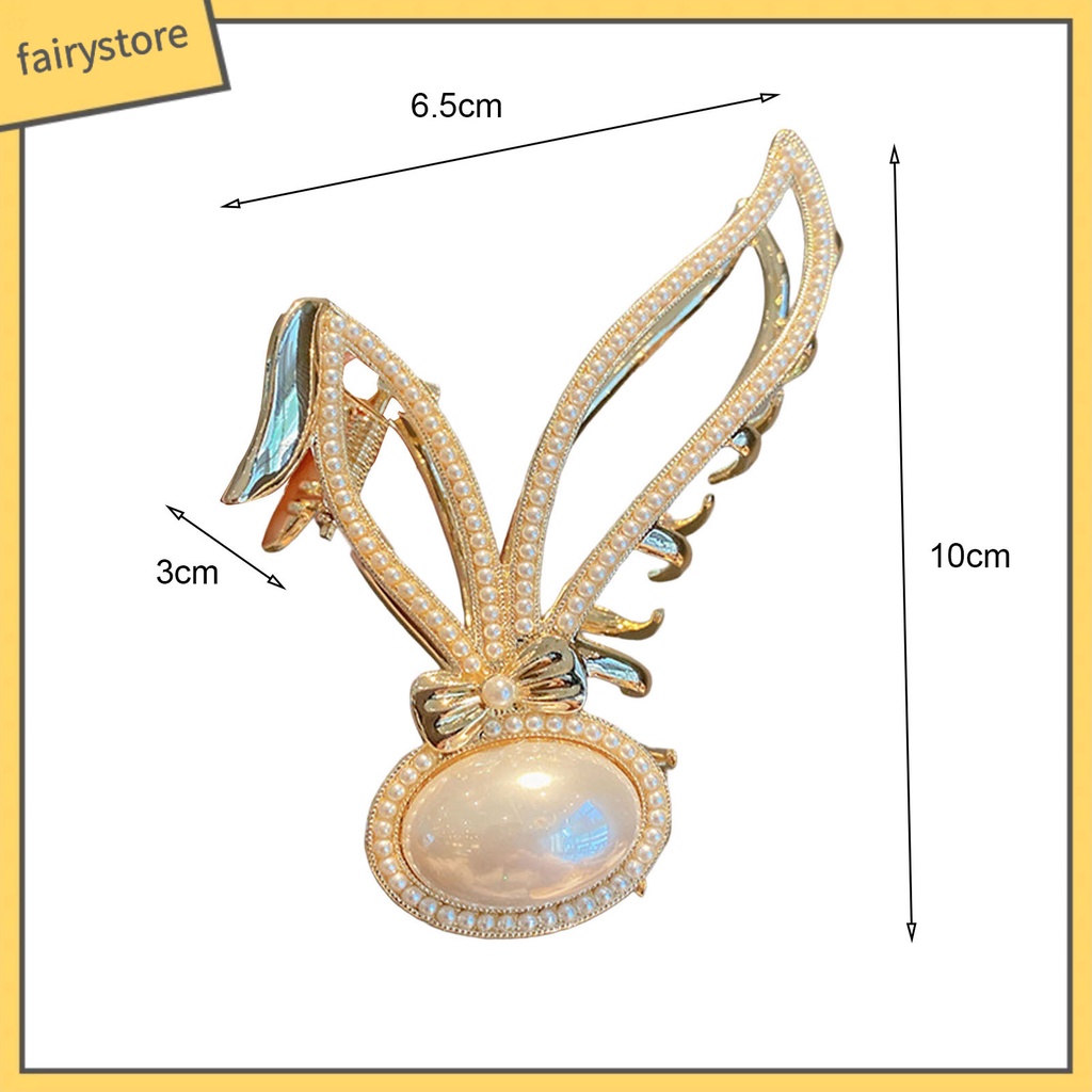 Kẹp Tóc Càng Cua Lớn Đính Đá &amp; Ngọc Trai Giả Hình Tai Thỏ