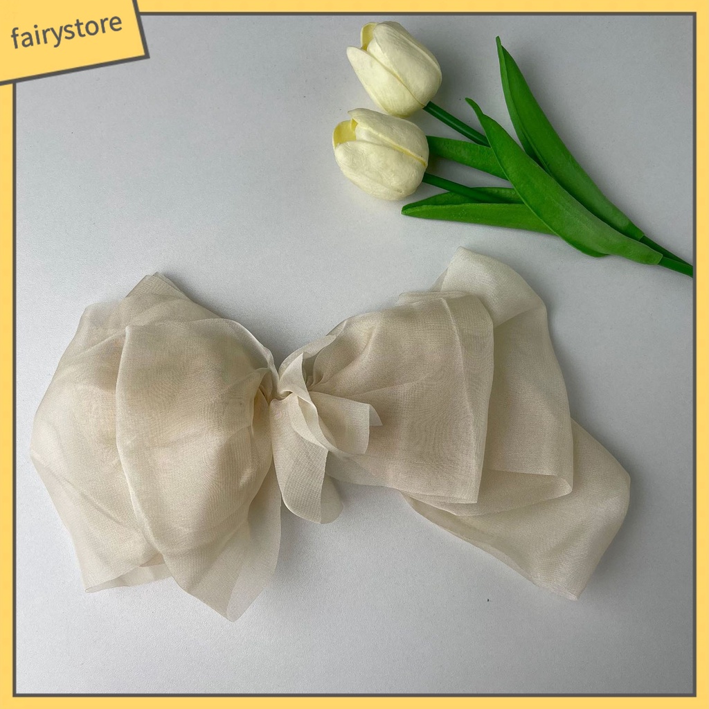 Kẹp Tóc Đính Nơ Lưới Màu Trơn Co Giãn Tốt Chống Trượt Phong Cách Hàn Quốc Cho Nữ