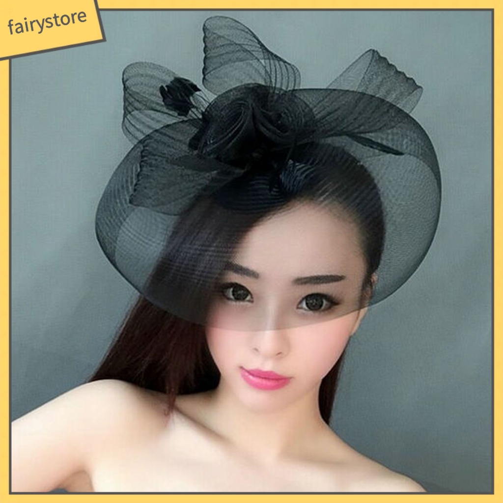 Mũ Lưới Che Mặt Đính Lông Vũ Màu Sắc Tinh Khiết Nhẹ Nhàng Thanh Lịch Dành Cho Cô Dâu