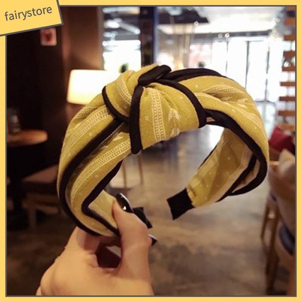 Băng Đô Vải Bản Rộng Thắt Nút Họa Tiết Lá Thời Trang Cho Nữ