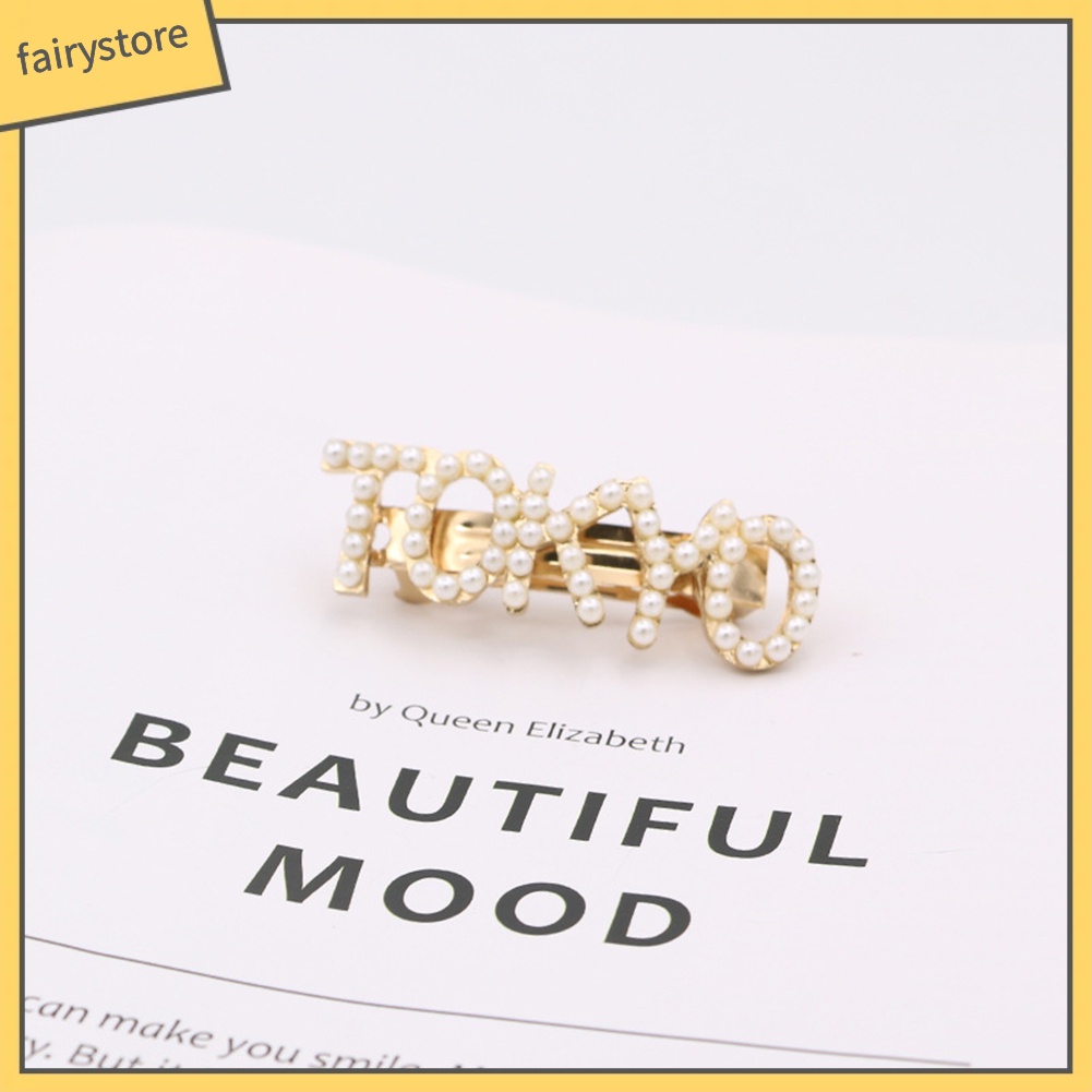 Kẹp Tóc Đính Ngọc Trai Giả Hình Chữ Nổi Tiếng Phong Cách Retro Cho Nữ