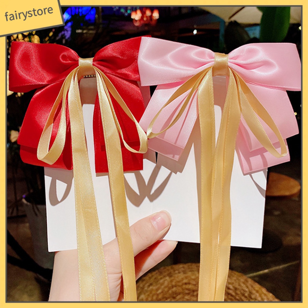 Kẹp Tóc Nơ Ruy Băng Dài Co Giãn Ngọt Ngào Cho Nữ