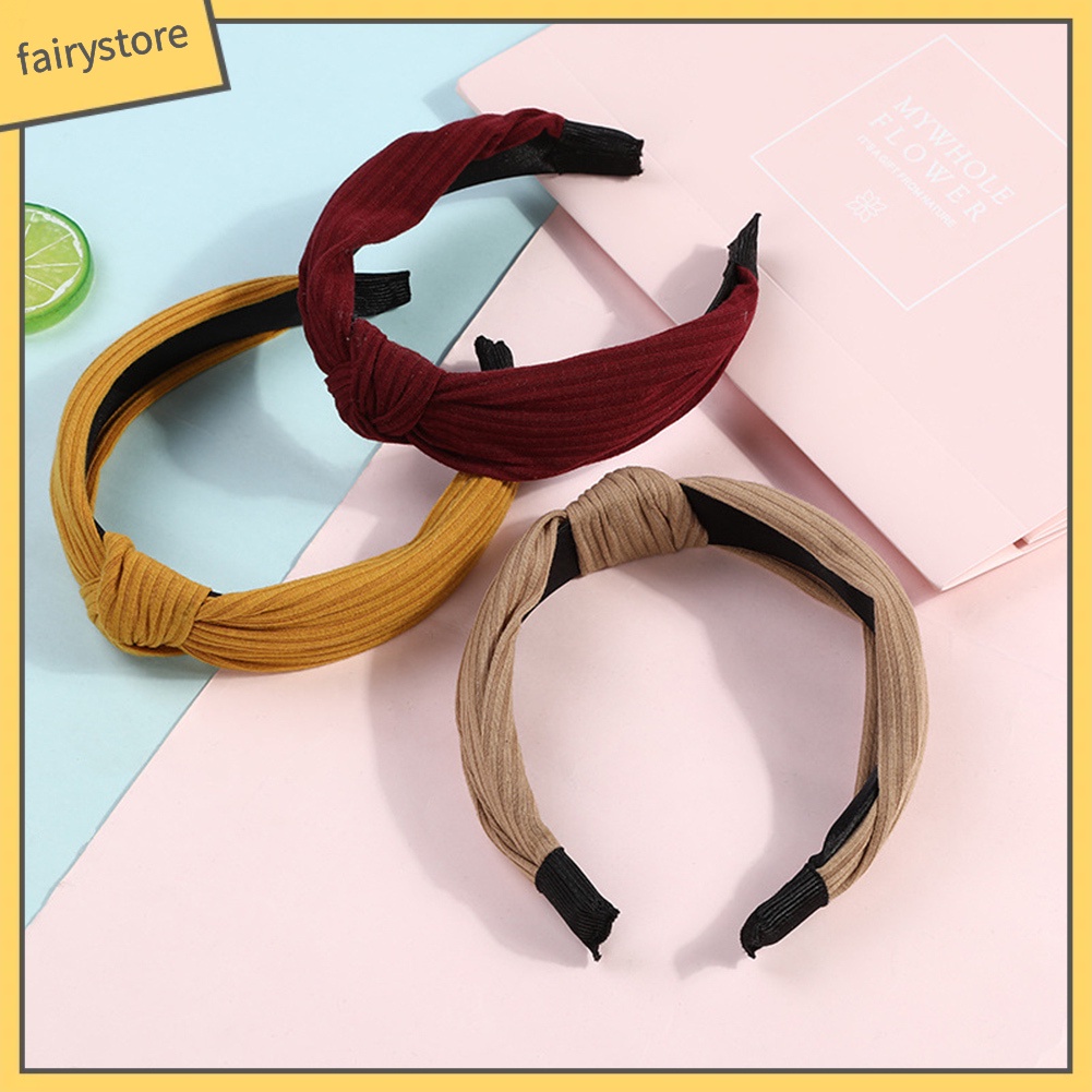 Băng Đô Cài Tóc Bản Rộng Thắt Nút Chéo Handmade Ngọt Ngào Cho Nữ