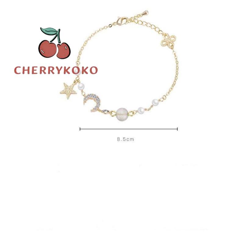🍒🍒CHERRYKOKO Vòng đeo tay mặt hình ngôi sao/mặt trăng dễ thương phong cách Hàn Quốc cho nữ