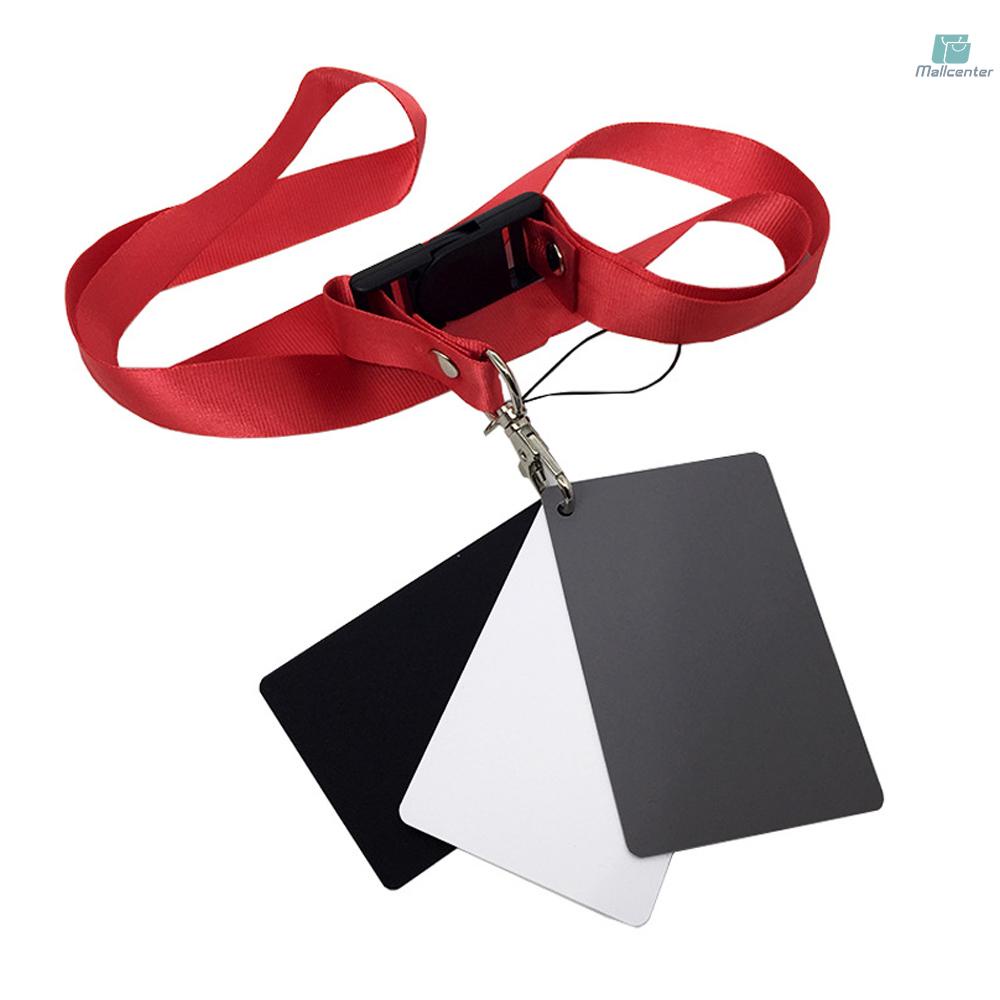 White Black 18% Gray Color Balance Cards Digital Grey Card with Neck-Strap DSLR Camera White Balance Card Photography Accessory