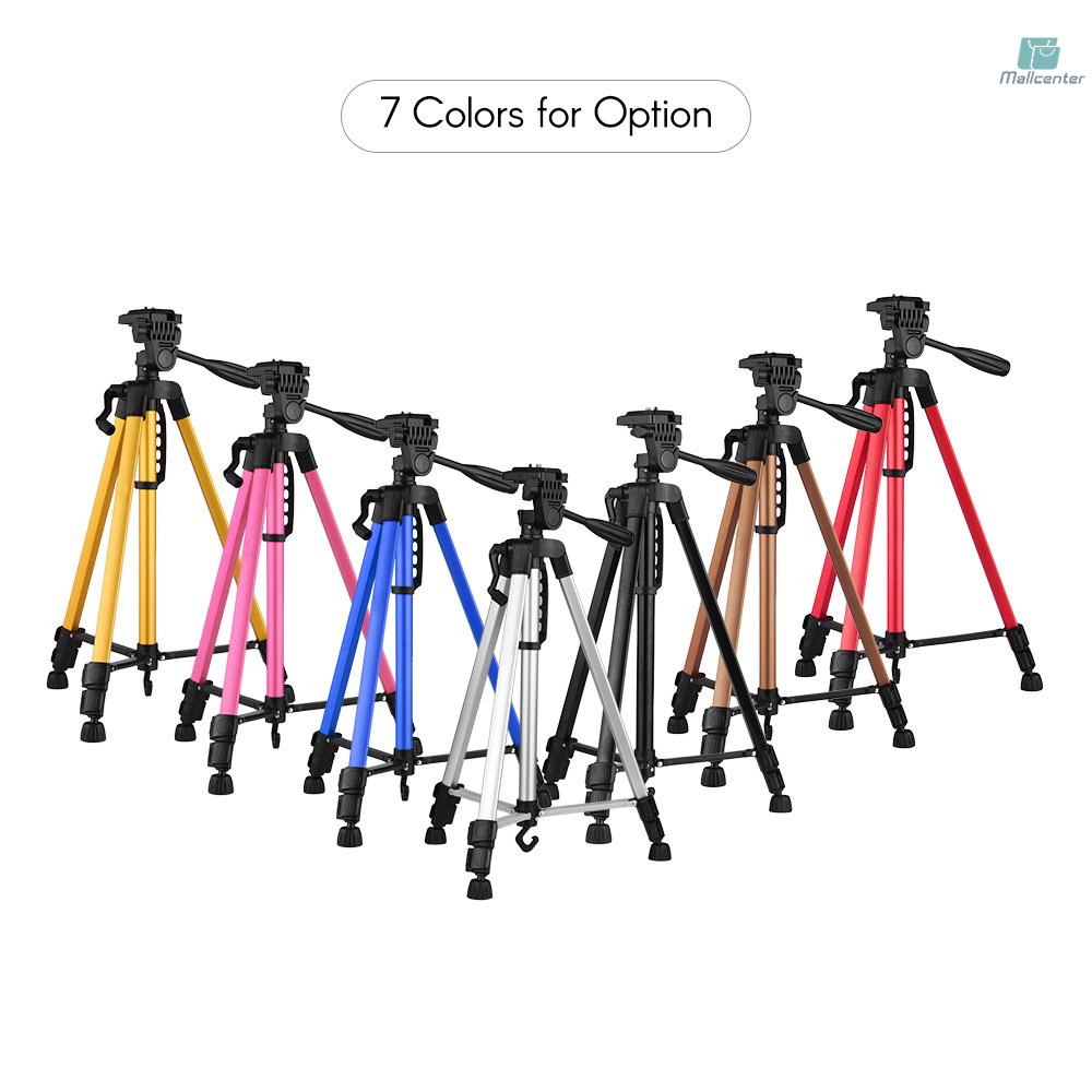 Andoer Lightweight Photography Tripod Stand Aluminum Alloy 3kg Load Capacity Max. Height 135cm/53in with Carry Bag Phone Holder for DSLR Camera Smartphone