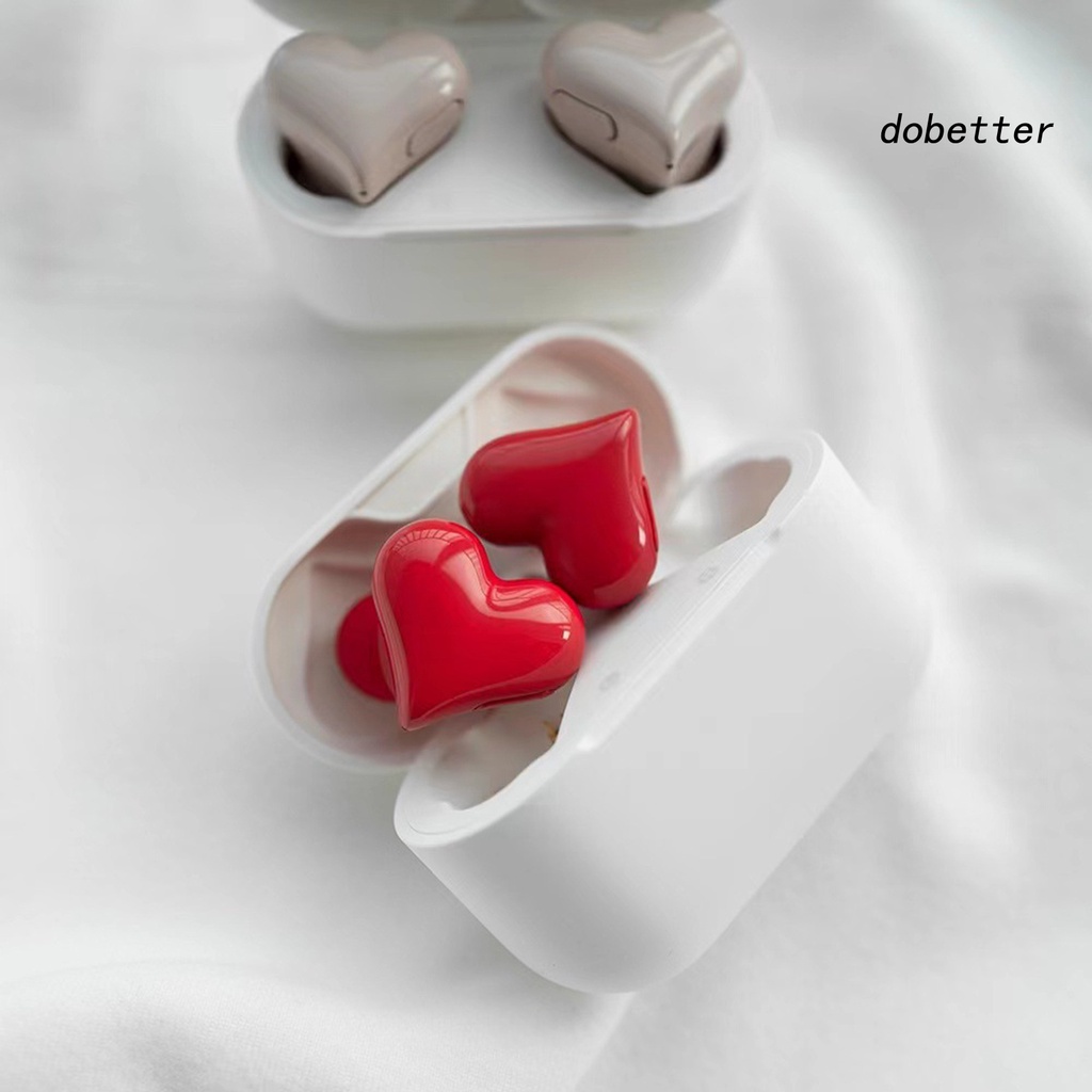 1 Cặp Tai Nghe Nhét Tai Không Dây Chống Nước IPX4 Bluetooth 5.0 Hình Trái Tim Kèm Hộp Sạc