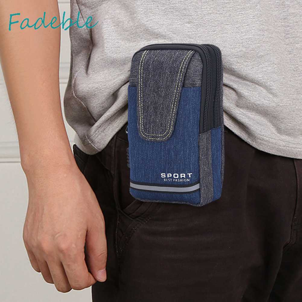 Túi Đựng Điện Thoại Đeo Thắt Lưng Bằng Vải Oxford Kẻ Sọc Phản Quang Cho Nam