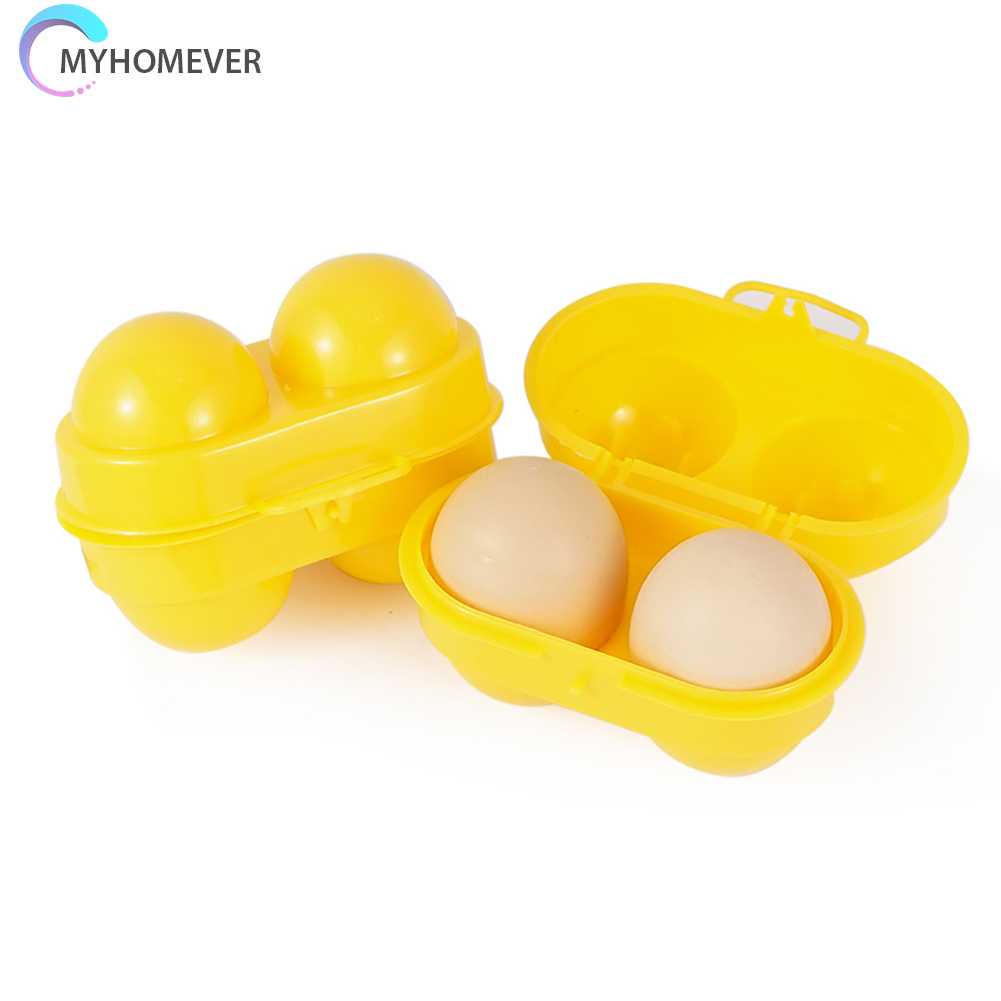 Hộp Đựng Trứng 2 Ngăn Màu Vàng Dùng Đi Cắm Trại