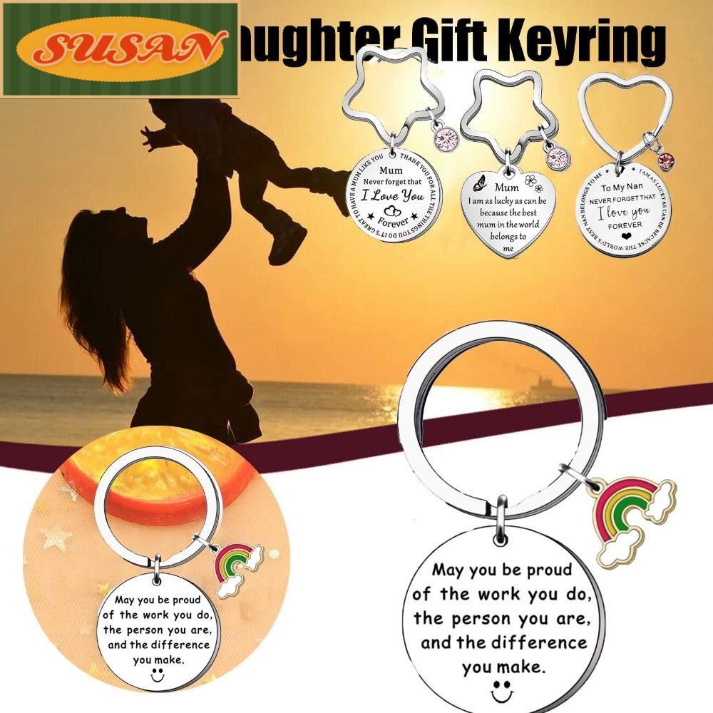 Móc Khóa Tròn Khắc Chữ SUSANS Bằng Thép Không Gỉ