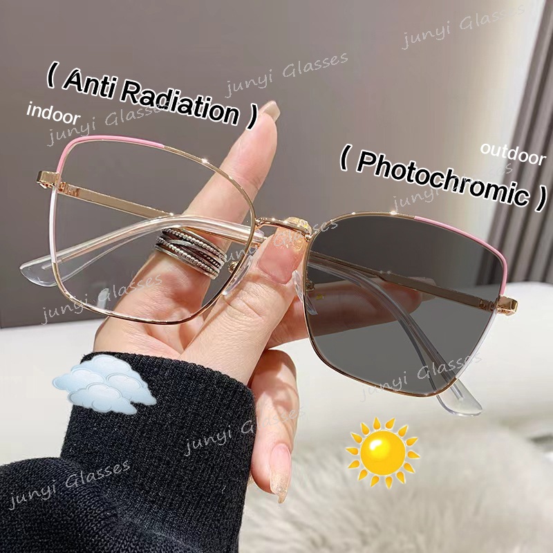 Kính Mát Mắt Mèo Gọng Kim Loại Chống Tia Bức Xạ &amp; Ánh Sáng Xanh Cho Nam &amp; Nữ