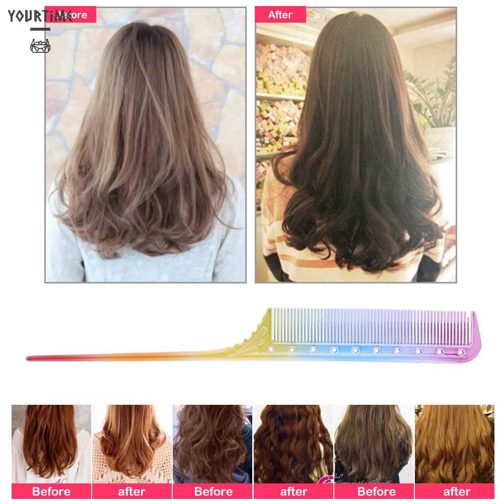 Lược Chải Tóc Hai Đầu Chống Tĩnh Điện Màu Sắc Cầu Vồng Xinh Xắn