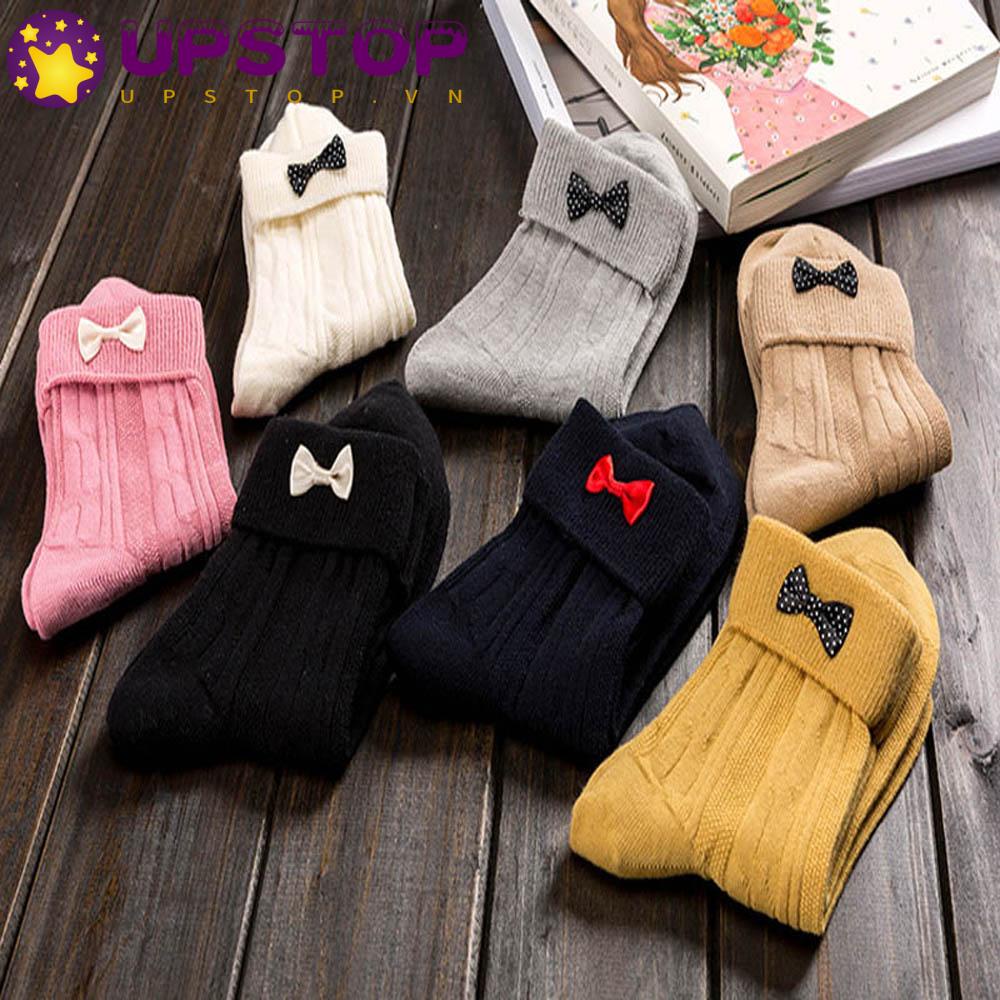 Vớ Cotton Mềm Giữ Ấm Thêu Nơ Xinh Xắn