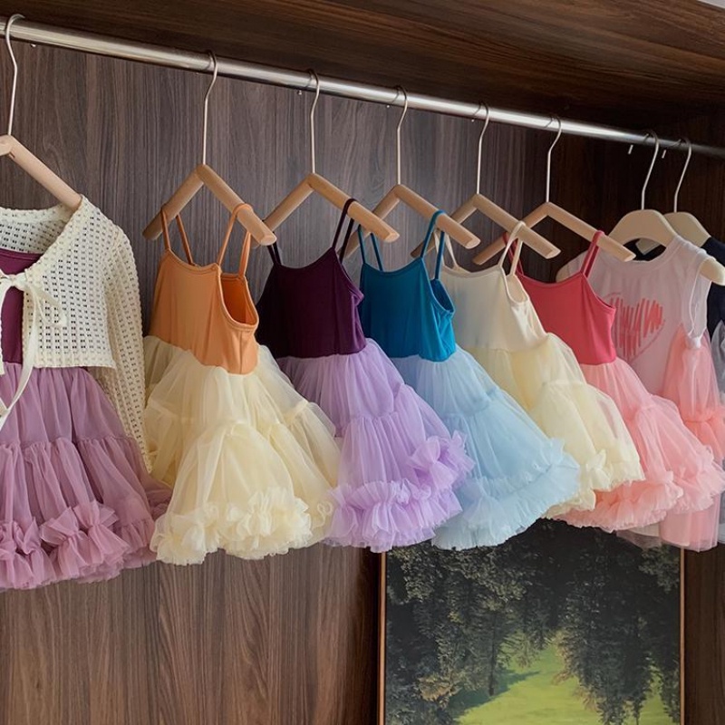 Đầm Xoè tutu Phối Lưới Cho Bé Gái