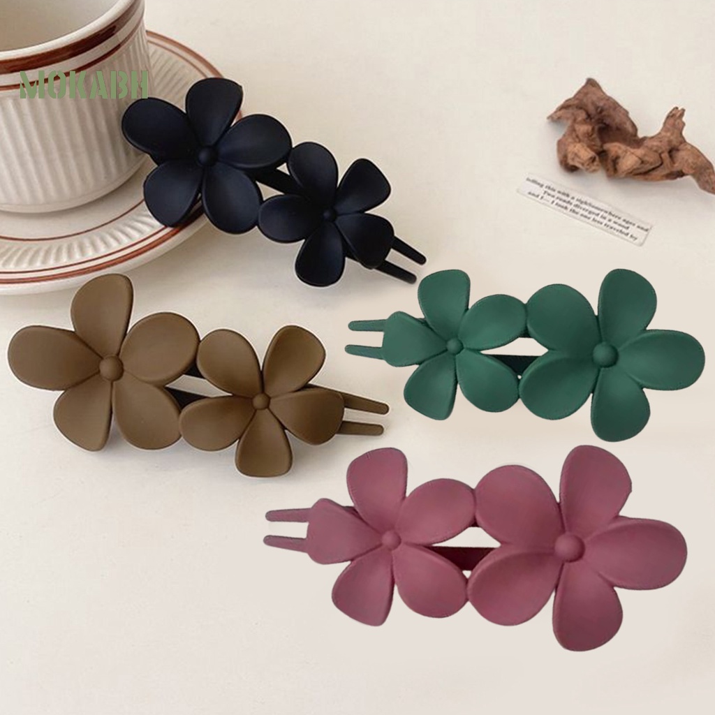 Kẹp Tóc Hình Hoa Hai Lớp Chống Trượt Chống Rơi Màu Trơn Thanh Lịch