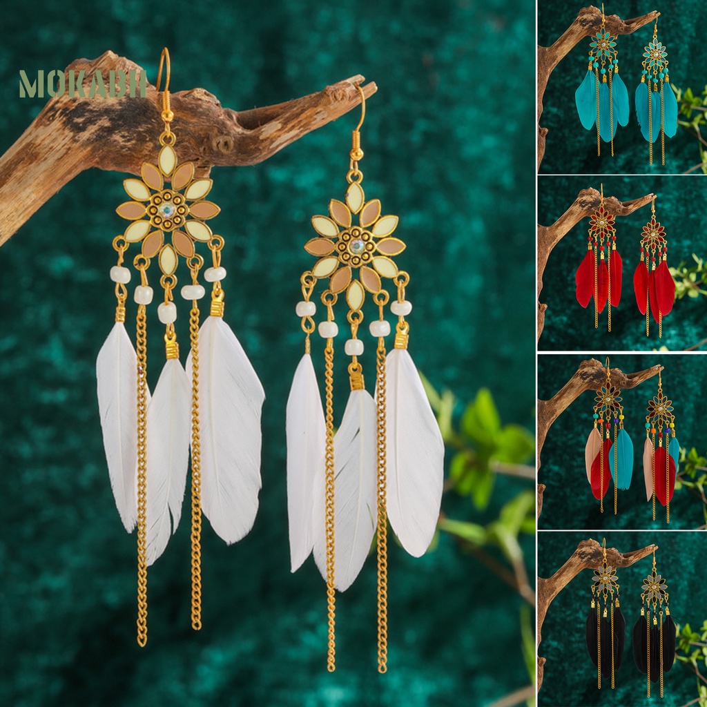 1 Đôi Bông Tai Hợp Kim Dáng Dài Thiết Kế Tinh Tế Dễ Phối Đồ Thời Trang Cho Nữ