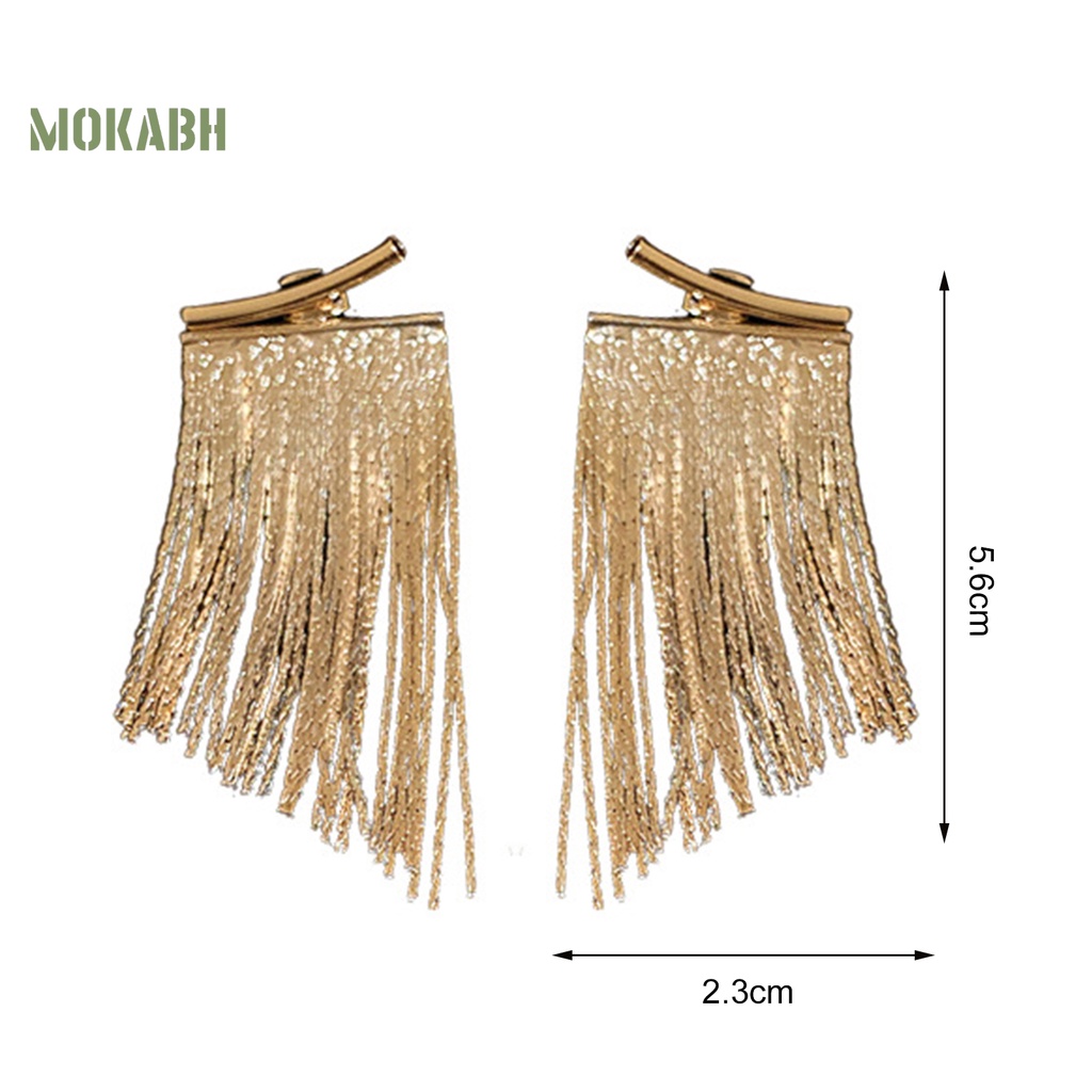 1 Đôi Bông Tai Dạng Xích Dài Mạ Điện Họa Tiết Hình Học Phong Cách Bohemian Thời Trang
