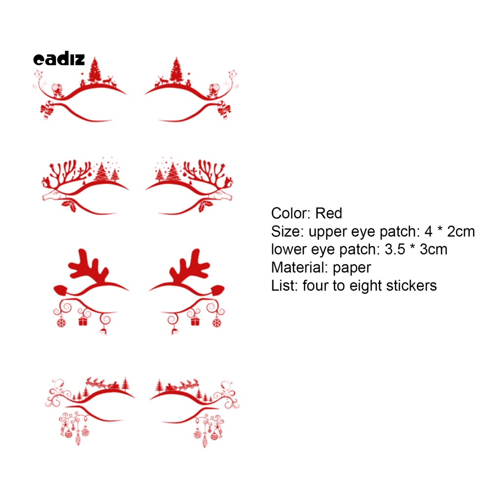Set 4 Cặp Miếng Dán Kẻ Mắt Giả Trang Điểm Giáng Sinh Tiện Lợi