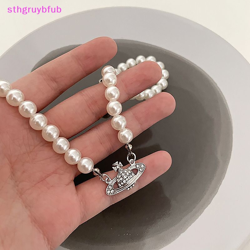 Vòng cổ STHB Y2K Đính Đá Zircon Ngọc Trai Nhân Tạo Mặt Hình Hành Tinh Phong Cách Vintage Cho Nữ