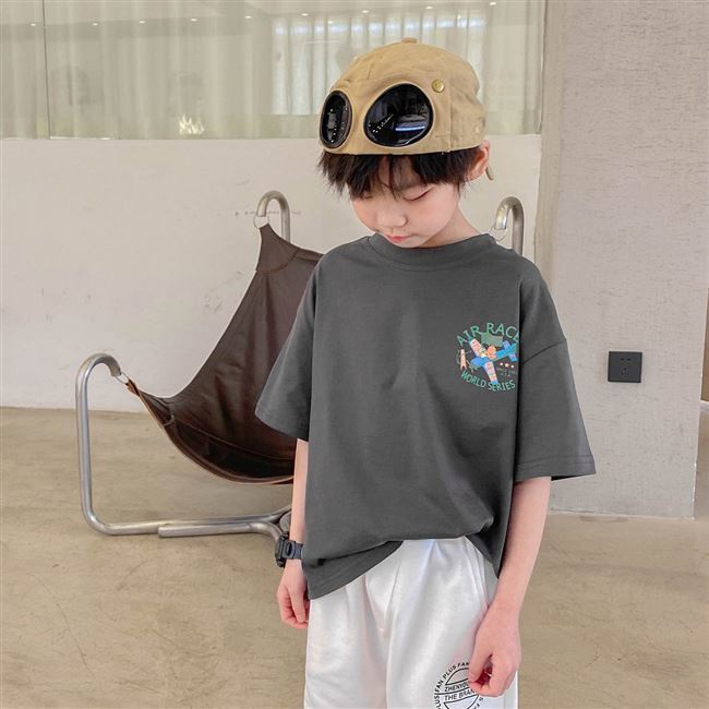 Áo Thun Cotton Tay Ngắn Cổ Tròn In Họa Tiết Hoạt Hình Thời Trang Mùa Hè Cho Bé Trai