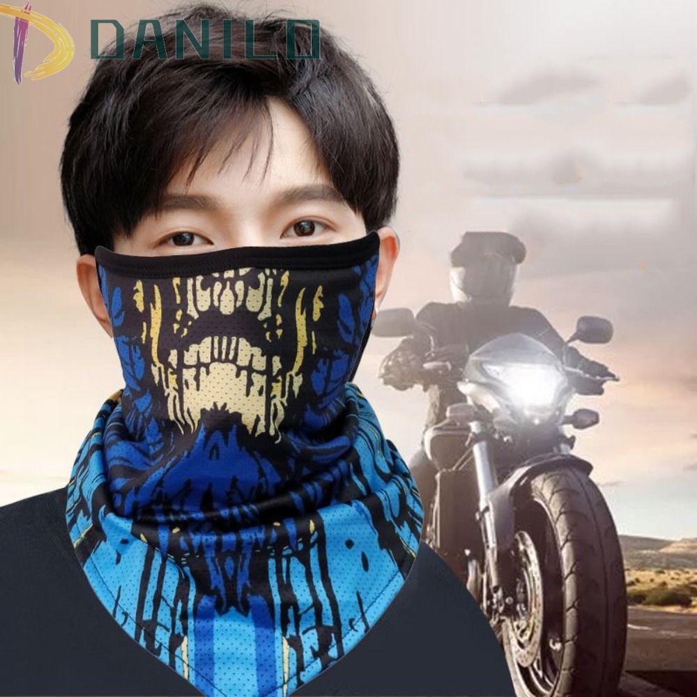 Danilo Khăn Trùm Đầu Kiêm Khẩu Trang Chống Nắng Bằng Lụa Lạnh Họa Tiết Đầu Lâu Dùng Khi Đi Xe Máy /