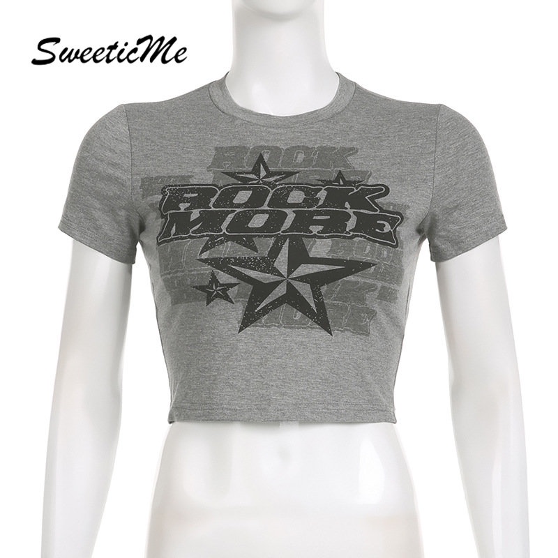 Áo Thun Croptop Tay Ngắn Cổ Tròn In Chữ Thời Trang 2023 Dành Cho Nữ