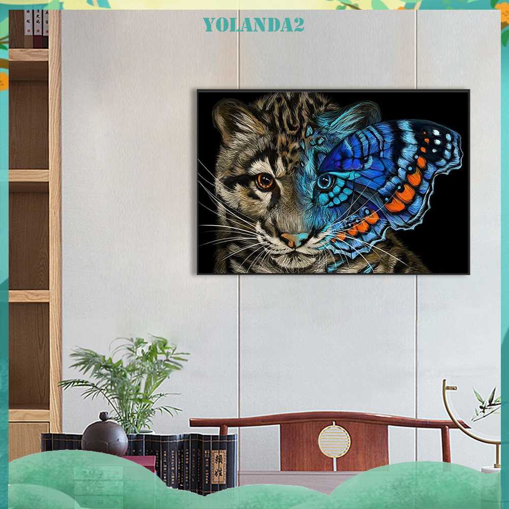Tranh Đính Đá Kim Cương Toàn Bộ 5D DIY Hình Vẽ Mèo Trang Trí Nhà Cửa