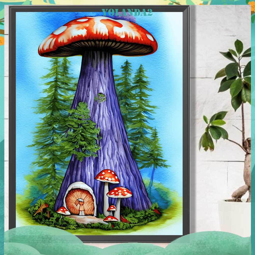 Tranh Đính Đá Kim Cương Toàn Bộ 5D DIY Hình Vẽ Nấm Trang Trí Nhà Cửa
