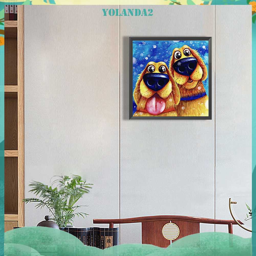 Tranh Đính Đá Kim Cương Toàn Bộ 5D DIY Hình Vẽ Chó Trang Trí Nhà Cửa