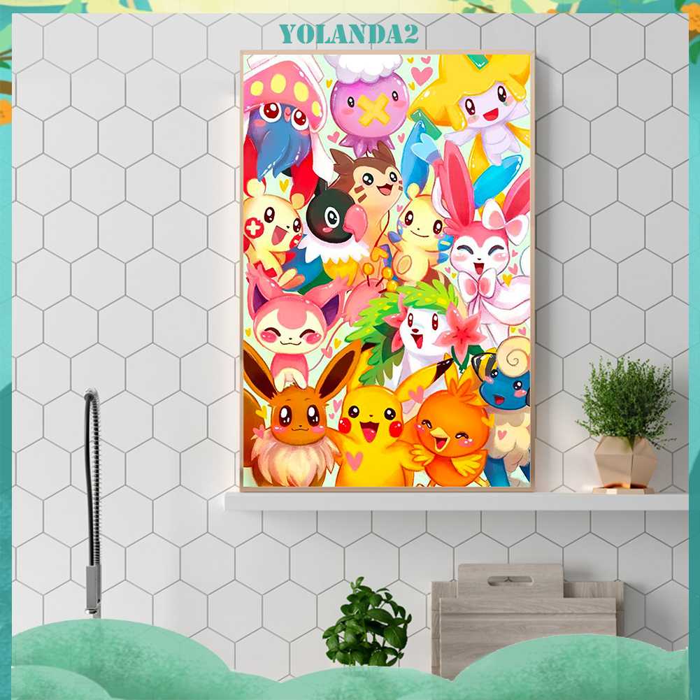 Tranh Đính Đá Kim Cương Toàn Bộ 5D DIY Hình Pokemon