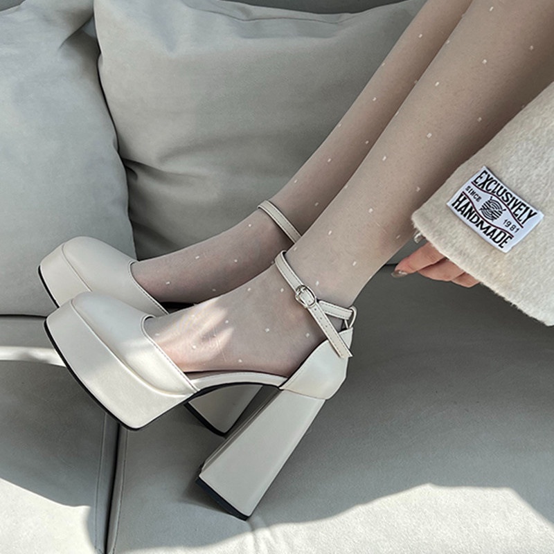 Giày Cao Gót 12cm Mũi Vuông Thời Trang Thanh Lịch