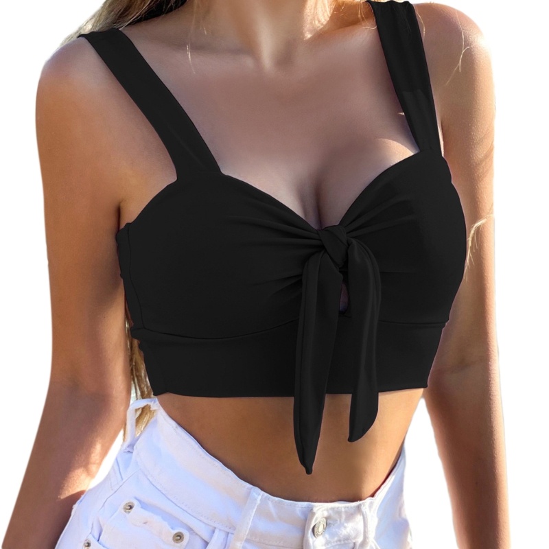 Áo Croptop Sát Nách Cổ Vuông Hở Lưng Màu Sắc Đơn Giản Cho Nữ