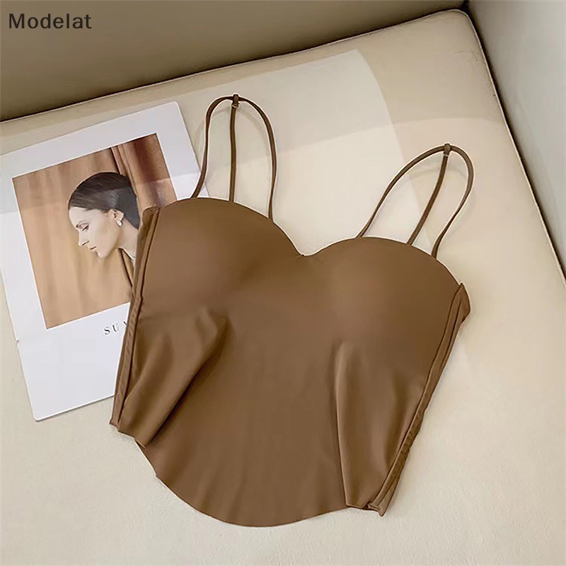 Mfc Áo Hai Dây Mỏng Mùa Hè Có Đệm Ngực Màu Trơn Gợi Cảm Cho Nữ WTD