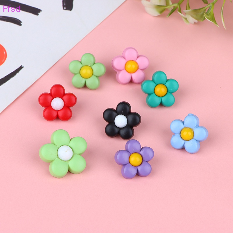 Set 10 Nút Hoa Nhiều Màu Kích Thước 18 / 15mm Trang Trí Áo Len / Đầm Cho Bé