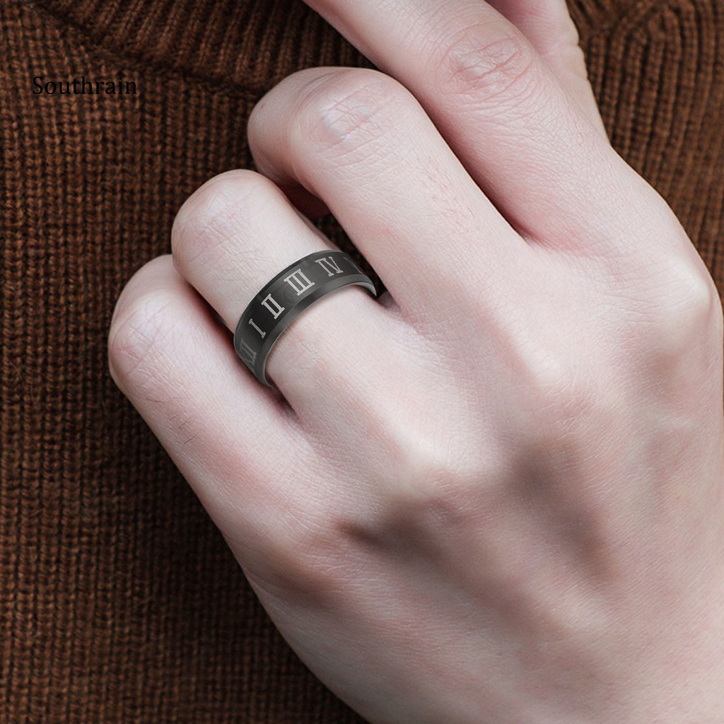 Nhẫn Thép Không Gỉ Sang Trọng In Số La Mã Cho Nam