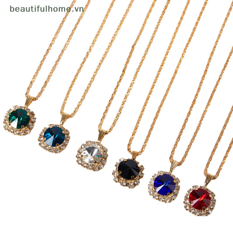 1 Set Vòng cổ + Nhẫn + Bông Tai Pha Lê Tròn Nhiều Màu Thời Trang Hàn Quốc Cho Nữ