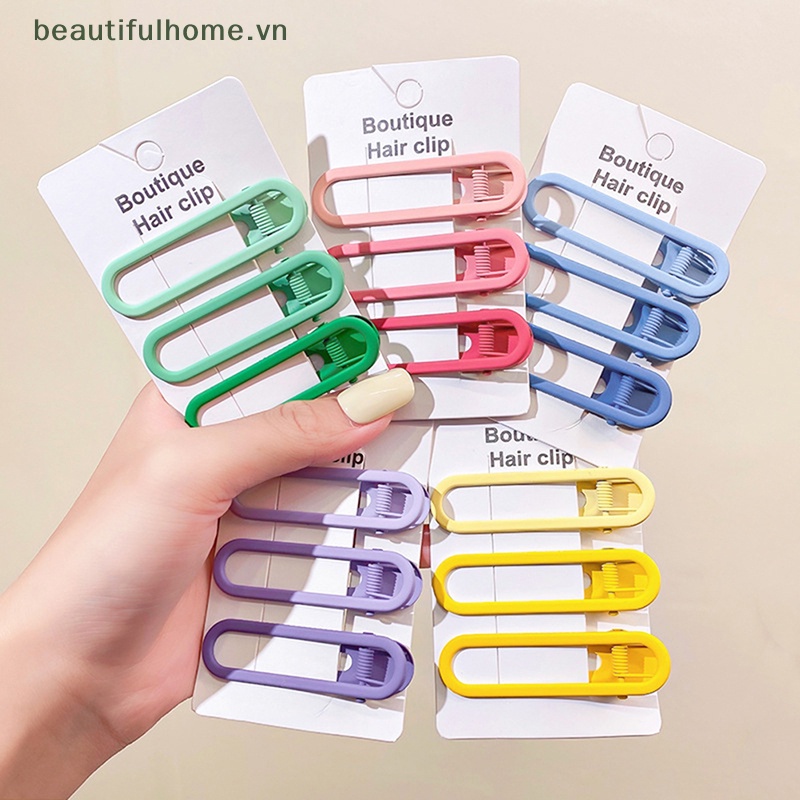 Bộ 3 Kẹp Tóc Kim Loại Màu Sắc Gradient Xinh Xắn